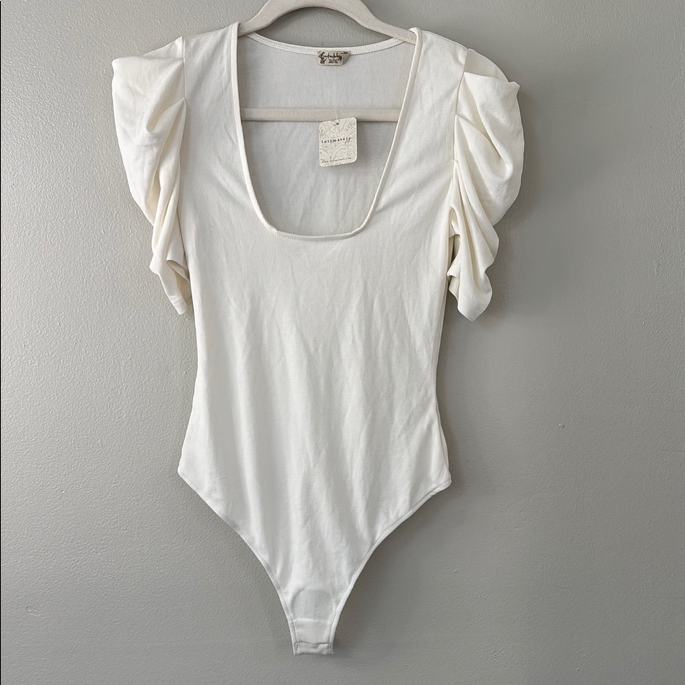 Free People So Fresh Ribbed Bodysuit in White - Picture 2 of 6
